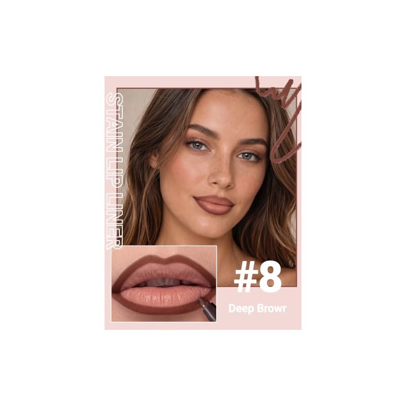 Erinde Lápiz Delineador de Labios en tono Crema Mate,Larga Duración,#08
