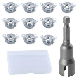 SPEEDWOX 11PCS 1/4" -20 Washer Wing Nuts Hurricane Shutter Panel Washered Wingnuts 1/4-20 Shutter Wing Nut Driver and Washered Nut with Storage Box