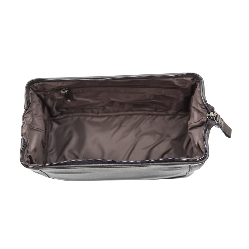 Prime Hide Soft Brown Leather Zipped Bottom Wash Bag Toiletry