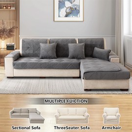 LINGKY Sofa Cover 1 2 3 4 Seater Non Slip Sofa Slipcovers Washable Soft Milk Fleece Sofa Cushion Covers Sectional Couch Covers Sofa Protectors from Pets/Kids/Dogs (Dark Grey,70x120cm)