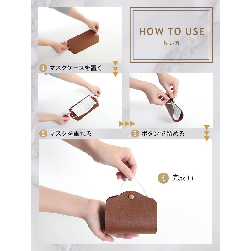 RAVIS Mask Case, Stylish, Portable, PU Leather, Foldable, Antibacterial, Cute,