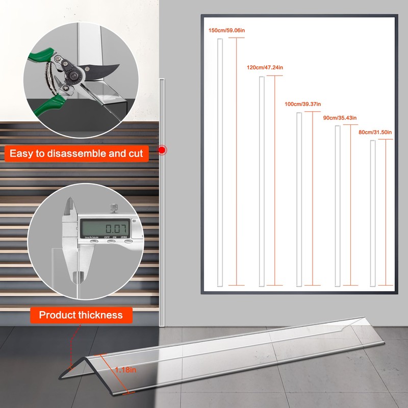 Frychee Clear Self-Adhesive Wall Corner Protectors-2 PCS of Corner Guards