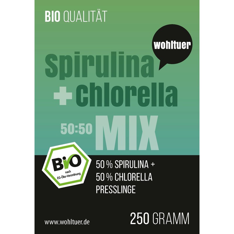 Wohltuer Organic Spirulina & Chlorella Algae Superfood Raw Quality Mix