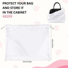 2 Pack Silk Dust Cover Pouch Dust Bags for Handbags With Drawstring Daily Travel Storage Bag Large Dust Proof Cloth Bag Purses Organizer Pouches for Shoes Boots Gym