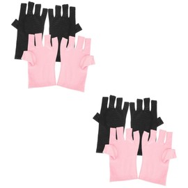 4 Pairs Nail Gloves Fingerless UV Gloves Manicure UV Manicure Gloves UV Fingerless Gloves for Women Reusable UV Gloves Manicure Protective Gloves UV Nail Glove Protector Polyester Healvian