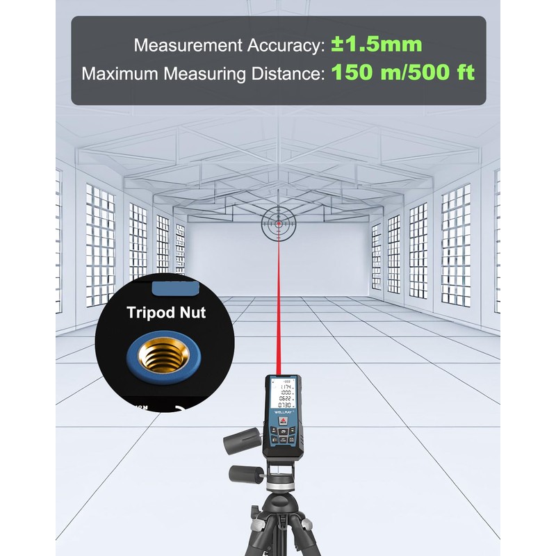 WELLRAY 500Ft Laser Measuring Tool Distance Laser Measurement Tool Square