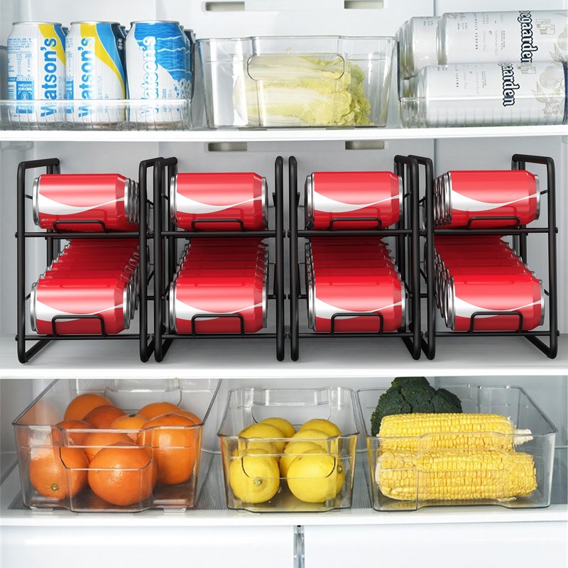 MOOACE 4 Pack Can Dispenser Rack, Stackable Can Storage Organizer