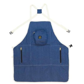 King Midas Empire Denim Barber Apron, 100% Cotton Denim, Hair Stylist Apron, Multi-Purpose Use, Zippered Pockets, Cross Back, Adjustable, For Men and Women - Unisex