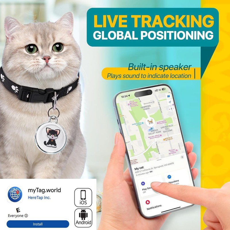 Cat Tracker Collar-Cat GPS Tracker-GPS Tracker for Cats| Dual-System Tracker