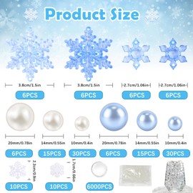 SelfTek 6146 Pieces Christmas Vase Filler Ddecor,Floating Pearls Snowflake Water Gel Beads for Vase Filler Table Centerpieces Party Decor 3 vases (Blue)
