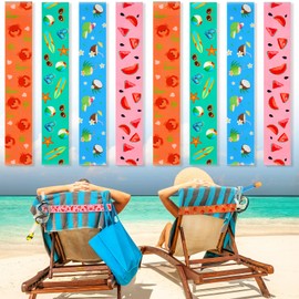 8 Pack Towel Bands for Chairs - Towel Clips and Holders, Cruise and Pool Accessories, Windproof Elastic Strap Holders for Lounge, Summer (Fruit, 11.81 x 1.97 Inch)