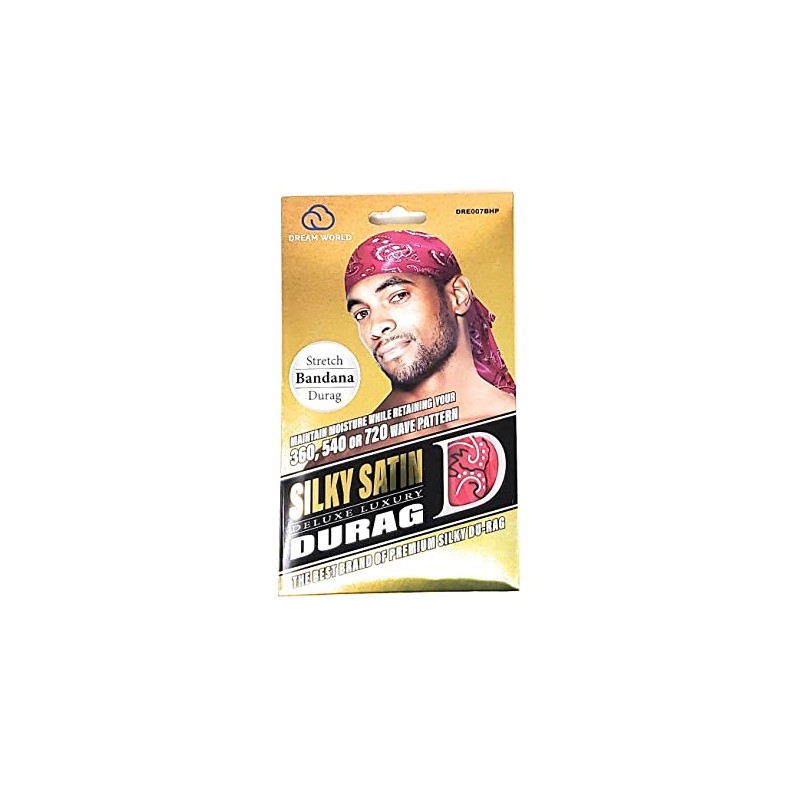 Dream Silky Satin Deluxe Luxury Stretch Bandana Durag Hot Pink