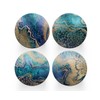 4 x Round Art Deco Coasters - Agate Blue Abstract