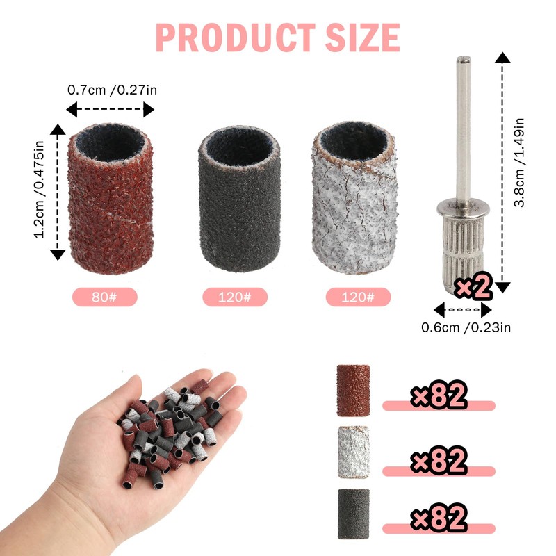 Batheidon Sanding Sleeve Set, Sanding Caps Nail Cutter, 248 Pieces