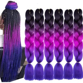 FANWYFYU 6Packs Ombre Braiding Hair 24inch Pre Stretched Jumbo Box Braids High Temperature Fiber Synthetic Afro Hair Extension for Braiding Crochet Twist Braid Hairs（C10）