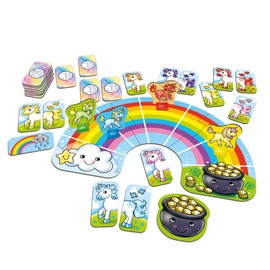 ORCHARD TOYS Moose Games Rainbow Unicorns Game. Race Your Unicorns Over The Rainbow to a Pot of Gold in This Magical, Fun Color-Matching Game! Ages 3+ for 2-4 Players