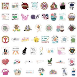 Crochet Stickers for Laptop (100 PCS),Gift for Children Teens Adults Girl Boys,Waterproof Stickers for Water Bottle,Knitting Vinyl Stickers for Scrapbook,Skateboard,Bike,Phone,Dairy