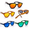 Damen hölzerne Sonnenbrille Handmade Holz Retro Vintage Mirrored Polarisiert Objektive