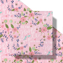 RUSPEPA Wedding Wrapping Paper Roll, Mini Roll, Romantic To the Happy Couple with love Gift Wrap with Floral and Bird Design Perfect for Wedding, Anniversary, Engagement, 17 Inches X 16.4 Feet