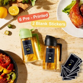 CXINYI - 16oz/470ml Olive Oil Dispenser for Kitchen with Stickers - 2 in 1 Olive Oil Sprayer for Cooking, Air Fryer, and Salad, Black (Light-Proof Kitchen Gadget)