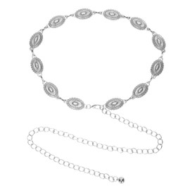 Eohak Western-Metal-Concho-Belt for Women Silver Cowgirl Chain Belts Adjustable Boho Waist Links Belt