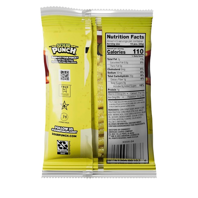 Sour Punch Banana Roulette Chewy Candy, 5 oz Bag