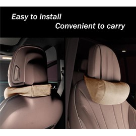 POKSRI 1 Cushion for Car Headrests, Neck Support Car, Velvet Headrest Cushion for Driving, Made of Polyester, 30 x 15 cm Vehicle Seat Cushion (Black)