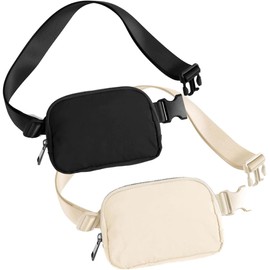 2 Piezas Cangurera Deportiva,Riñonera Running para Hombre y Mujer,Multibolsillo Interior y Exterior,Gran Capacidad,Impermeable,Diseño Ligero,Adecuado para Correr, Deportes, Viajes (Negro+Caqui)