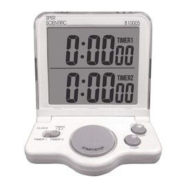 Sper Scientific Easy-to-Read Digital Timer with Alarm & Count Up/Down Function 810005 - Oversized LCD Screen, Wall Mount & Stand Included - Compact Lab Timer for Kitchen, Classroom & More - 4 pc