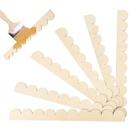 6 Pack Unfinished Scalloped Decorative Wood Trim 1.57" x 15.75" Scalloped Edge Wood Molding with Adhesive Glue Dots Wooden Moulding Trims for DIY Crafts Cabinet Shelf Wall Window Door