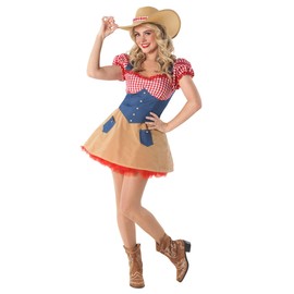 Fun Shack Ladies Cowgirl Fancy Dress, Cowgirl Costume Women, Cow Girl Outfit, Adult Cowgirl Costume, Cowboy Costume Women XX-Large