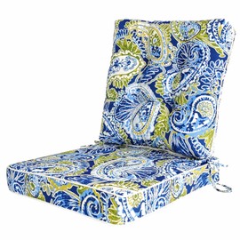 XXPILOS Outdoor Chair Cushions Seat/Back Set Patio Furniture Cushion Indoor & Outdoor 22x22 Inch with Ties Waterproof Home Garden