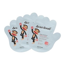 dearcloud x Paul Frank Deep Moisture Hand Mask – Aloe Vera & Shea Butter – Hand Mask for Dry Cracked Hands – Strawberry Peach (3 Pairs/ 6 Gloves)