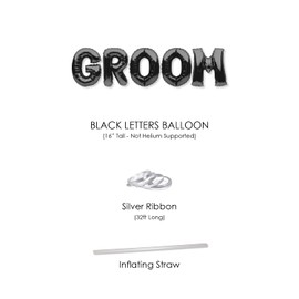 PartyForever GROOM Balloons Banner Black Wedding Party Decorations Sign