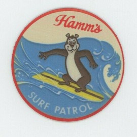Hamm's Beer COASTER -  Surf Patrol Bear - Sky Blue Waters Bier