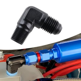 VVORHSBELL 4AN Male Flare to 1/8" NPT Male 90 Degree Fitting Adapter Aluminum Black