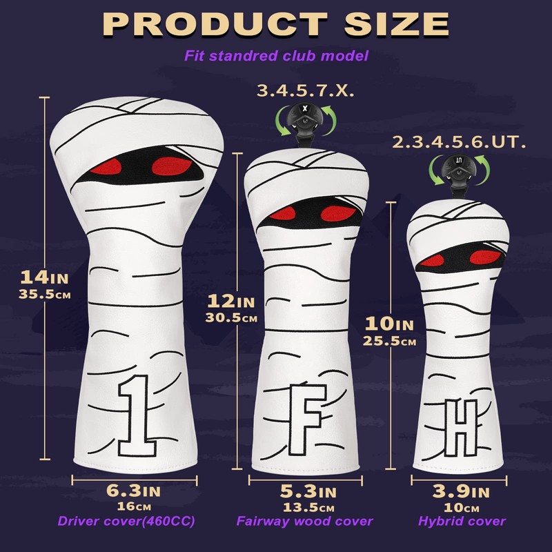 Golf Club Head covers Hybrid Utility Rescue with Interchangeable Number