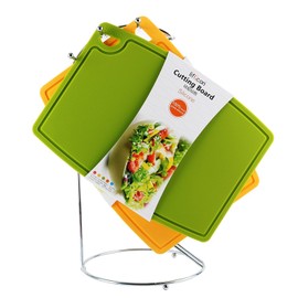 Liflicon Thick Cutting Boards for Kitchen Silicone Chopping Board Set of 2 Mid 12.6'' x 9.1”,Mini 9.1”x7.1” Non-slip Deep Drip Juice Groove Easy Grip Handle,Dishwasher Safe-Green