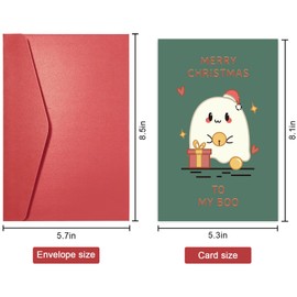 SuperShunhu Cute Ghost Christmas Card for Him Her, Spooky Christmas Card for Boyfriend Girlfriend, Merry Christmas To My Boo Card