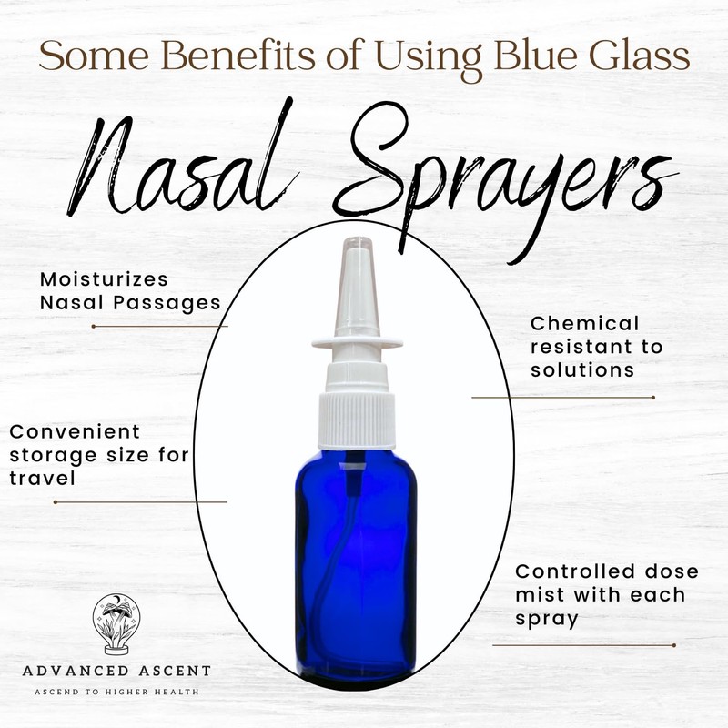 ADVANCED ASCENT Cobalt Blue Glass 1 oz with Nasal Sprayer