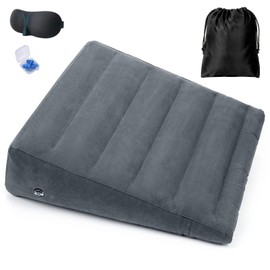 MIDAGAS Inflatable Wedge Pillow, Portable Travel Wedge Pillow for Sleeping, Traveling, Reading, Triangle Bed Wedge Pillow, Back, Knee, Leg Support for Side/Stomach Sleepers Acid Reflux, Anti Snoring