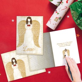 Tree-Free Greetings Christmas Angel Cards - 10 Recycled 5x7 Cards & Matching Envelopes, Thick Cardstock, Sustainably Made in USA - Classic Holiday Imagery
