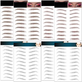 Eyebrow Tattoo 8 Sheets, 76 Pairs Eyebrow Tattoo Sticker Waterproof 4D Hair-Like Temporary Eyebrows Peel Off Brows Grooming Transfers Stickers Makeup for Women, Men, Girls, Black/Gray/Brown
