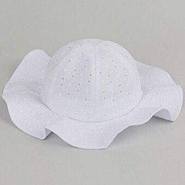 Carolilly Toddler Kids Sun Hat Summer Spring Wide Brim Bucket Hat with String Cotton Lace Sun Protection Cap Fishing Boonie Hat for Kids 1-6 Years Old (White, One Size)