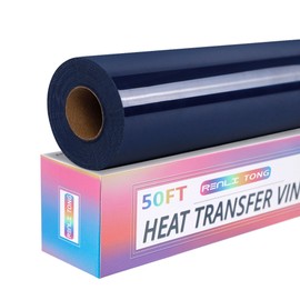 RENLITONG Navy HTV Iron on Vinyl 12Inch by 50ft Roll HTV Heat Transfer Vinyl for T-Shirt HTV Vinyl Rolls for All Cutter Machine - Easy to Cut & Weed for Heat Vinyl Design