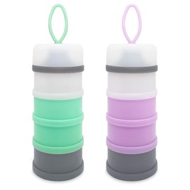 LADISO Baby Formula Dispenser, Formula Container, Portable Milk Powder Dispenser Container, Baby Feeding Travel Storage Container, Non-Spill Stackable Baby Snack Storage Container, BPA Free, 2 Packs