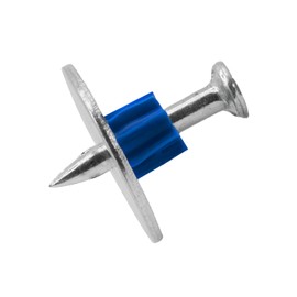 BLUEPOINT Powder Actuated Fasteners 1” .300 Head, .145 Dia. Shank Contractor Pin w/ 1" Washer & Rubber Flute – High-Precision Fastening Solution | Pinch Point Electric Galvanized Surface 100pcs