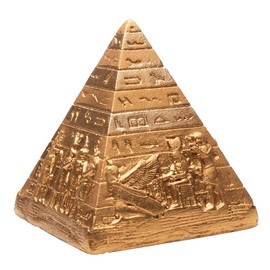 Discoveries Egyptian Imports Miniature Pyramid Statue - Gold Finish - 3.25" - Hand Finished with Hieroglyphs - Made in Egypt