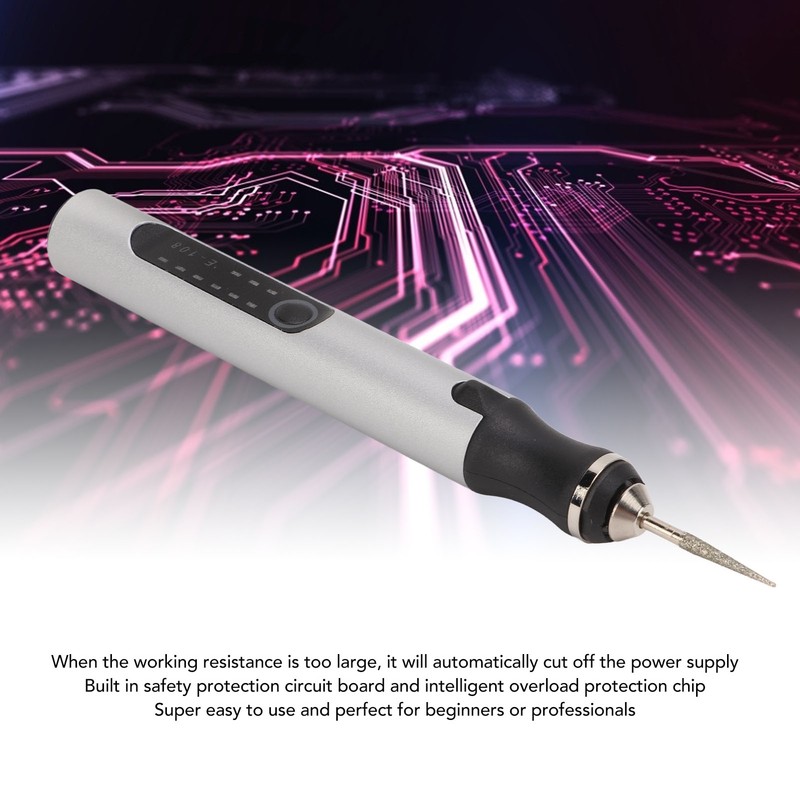 Electric Engraving Pen Aluminum Alloy Silver Mini Micro Engraver with