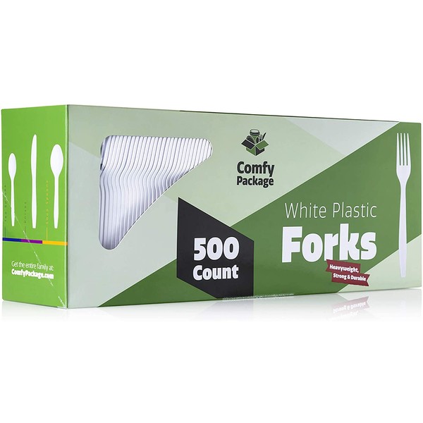 [500 Pack] Extra Heavyweight Disposable White Plastic Forks